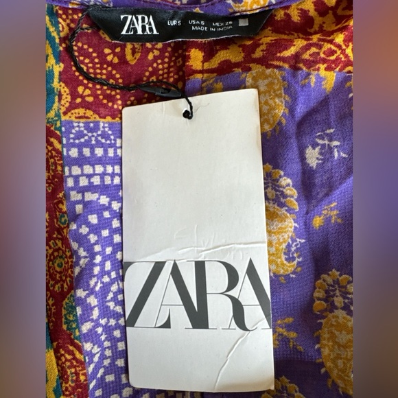 ZARA Multicolored Patchwork-Look Mini Dress, Size S. - Picture 8 of 12